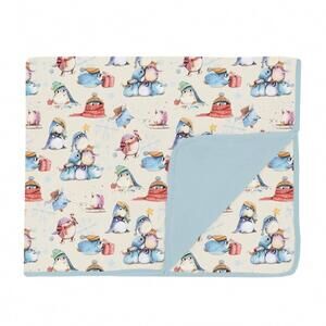 NEW KICKEE toddler's silly penguins blanket in natural